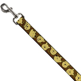 Buckle-Down Dog Leash Winnie The Pooh Expressions Honeycomb Black Browns 4 Feet Long 0.5 Inch Wide, Multicolor (DL-WDY273-N)