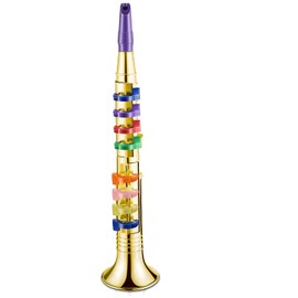 Lewtemi Gold Clarinet Musical Instruments Toy for Kid Toddler Fake Plastic Preschool Music Toy Gift Portable Wind Instrument Early Educational Teaching Songs Gifts for Toddlers Children