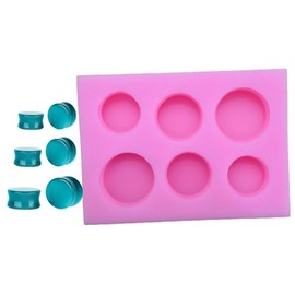 Noraling Ear Gauge Molds for Resin,Ear Gauge Plug Mold 3 Pairs (14mm,16mm,18mm, Round Flat Type Double Flare)