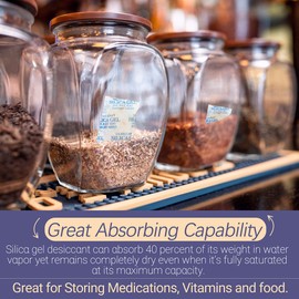 LotFancy Silica gel desiccant 10 g × 30 pieces, safe moisture absorber for dry storage, non-toxic, odourless (random new or old packaging)