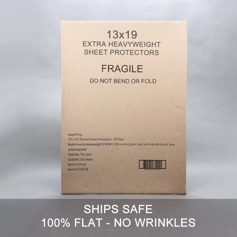 13 x 19 Sheet Protectors, Extra Heavyweight, Glass Clear, Acid