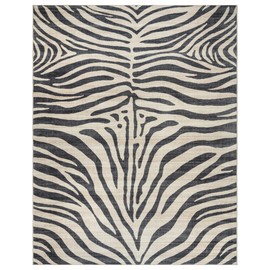 Gertmenian Indoor Boho Area Rug - 9x13 Extra Large, Non Slip, Super Strong, Ideal for High Traffic Areas in Bedroom, Living Room, Kitchen - Zebra, Black, White, 28537
