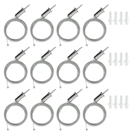 cezelux 12 Sets Hexagon Garage Light Suspension Cables Kit Steel Hanging Chains 6.5ft, Hex Honeycomb Light Connectors Pendant Light Wire Rope Cable Heavy Duty Chandelier Wire Adjustable (2m 12pcs)