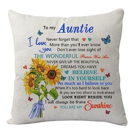 Auntie Gifts from Niece Nephew, Inspirational Gift to My Auntie Never Forget That I Love You Pillow Cover Pillowcase Funny Auntie Cushion Cover for Birthday Christmas Anniversary