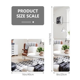 LTENG Frameless Glass Mirrors, Full Length Mirror Tiles 4PCS (8" X 8"),Large Wall for Gym,Bedroom,Door,Bathroom