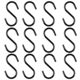 Senkary 24 Pieces 2.2 Inch Small S Hooks Stainless Steel Heavy Duty S Hooks for Ornaments, Jewelry and Hanging (Black)