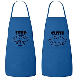 Fasciino Set of Stud Muffin and Cutie Pie His and Hers Chef Couples Apron Valentines Wedding Bridal Gift 2pcs
