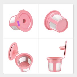 BRBHOM i Cafilas Week Reusable Cup Accessories for Keurig Filter K mini Plus,K-Cafe,K-cafe K83,K-Latte,K45 Elite,K-Classic,K-Compact,Reusable Pods 2.0 and 1.0 Brewer (6 pcs in Pink)