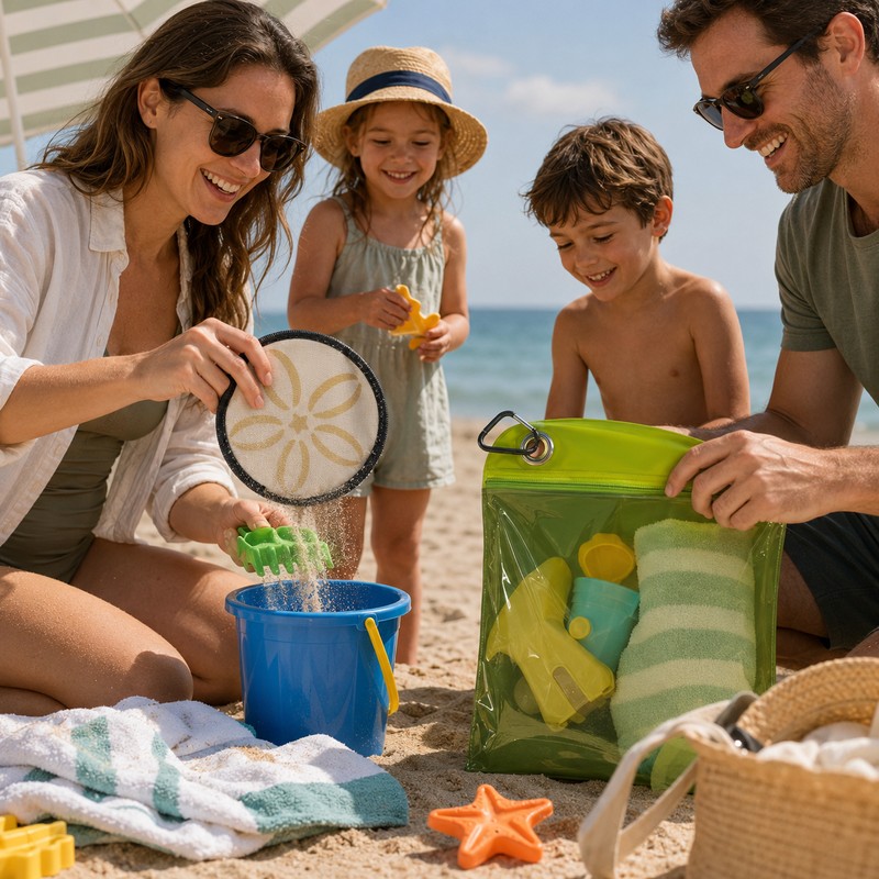 Mesh Beach Sand Removal Bag for Family Trips – Nylon