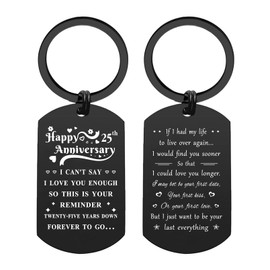 ENGZHI 25th Anniversary Keychain Gifts Women, 25 Down Forver To Go, Silver Wedding Anniversary Present Her Wife Girlfriend