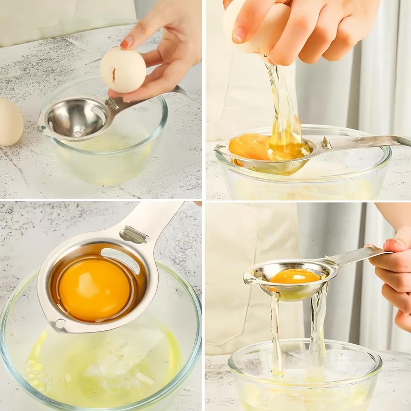 Premium Stainless Steel Egg Separator, Food-Grade Yolk White Filter, Durable
