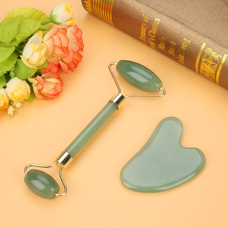 Natural Double Head Green Aventurine Jade Stone Roller & Scrapping