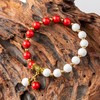 MEHUK Red and White Bracelet 8mm Natural Gemstone Beaded Bracelet