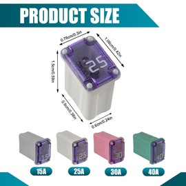 Lyxheth 10PCS 25 Amp Micro Cartridge Fuses, Auto Fuse, Automotive Low Profile Mini Box Shaped Fuse, Universal Cars Cartridge Fuses Automotive Kit Car Accessories Fit for Most Cars (25A)