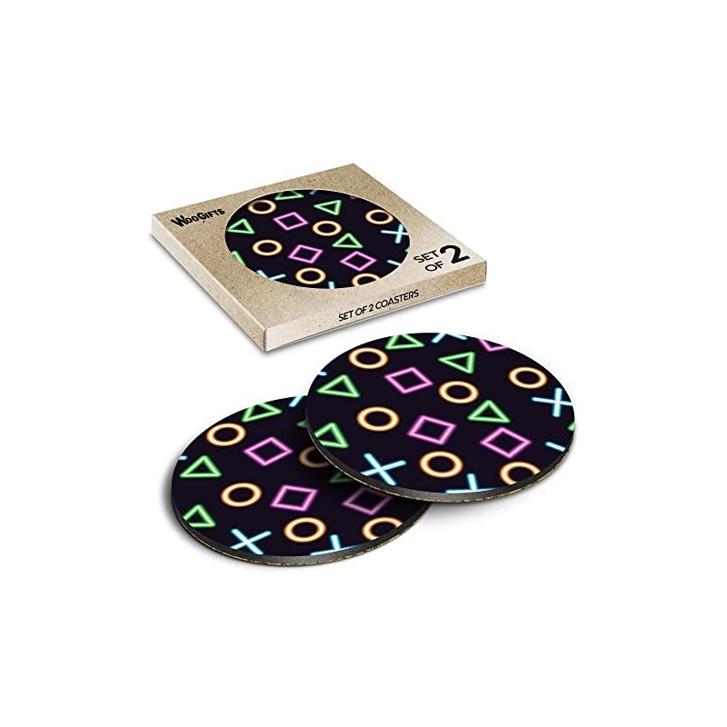 2 x Round Coasters - Gamer Buttons Gaming Computer Console