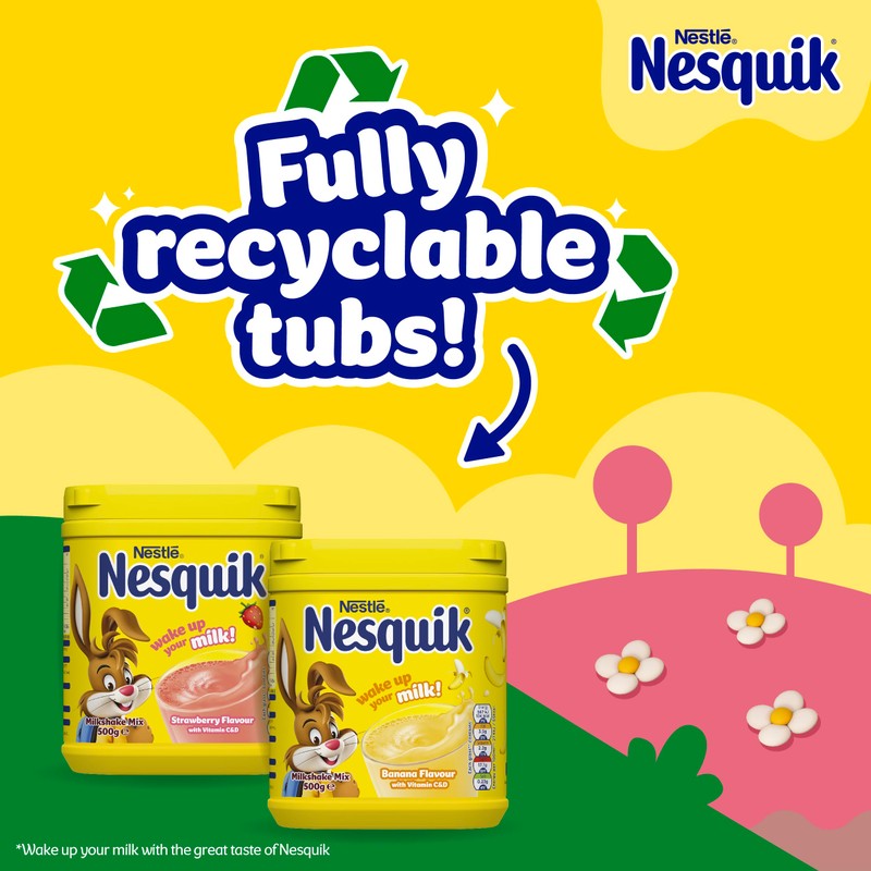 Nesquik Strawberry Flavoured Milkshake Powder, with Vitamin D, 300g Tub