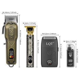 LQT Hair Clippers for Men with LED Power Display, 4-Piece Professional Grooming Kit with Hair Clipper, Detail Trimmer, Foil Shaver & Nose Trimmer, Complete Cordless Set for Home Barber Use