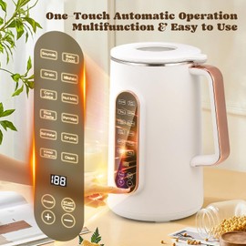 Moongiantgo 40oz Soy Milk Maker, 8-1 Automatic Almond Milk Maker Machine, Plant-Based Milk, Oat Milk, Dairy Free Beverages, 10 Blades Nut Milk Maker with 12h Delay Start/Keep Warm/Auto Clean, White
