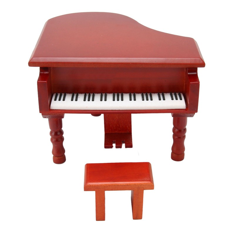 Wooden Music Box Piano Style Decorative Gold Plated Movement Pleasing