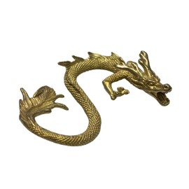DMtse Chinese Feng Shui Brass Dragon Golden Color Lucky Figurine Statue for Luck & Success