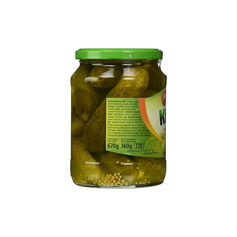 Hengstenberg Knax Gherkins Mild Sweet Drained Weight 360 g