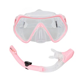 Diving Goggles Silicone Glass Plastic Ultra Clear Comfortable Adjustable Diving Snorkel for Swimming Pink