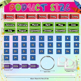 Rainbow Crayon Calendar Bulletin Board Set,Flip Calendar for Classroom Ajustable Calendar Holder Includes 54 Date Cards for School Decor Supplies Back to School Classroom Decoration Supplies