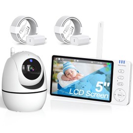 Monitor Bebé 5 Pulgadas,Monitor de Video con 1080p Camara,Zoom 4x,Gran capacidad de 3500 mAh,Encriptación Digital,Visión Nocturna,Comunicación Bidireccional,Monitoreo de Temperatura,Canciones de Cuna