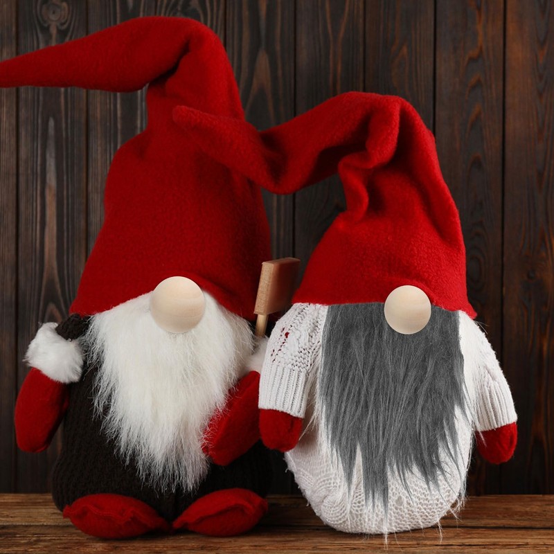 12 Pcs Gnome Faux Fur Beards, Christmas White Beard Dwarf