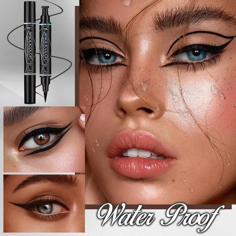 Double Head Eyeliner Stamp, Wing Tip Pen, Rotating Eyeliner Waterproof,