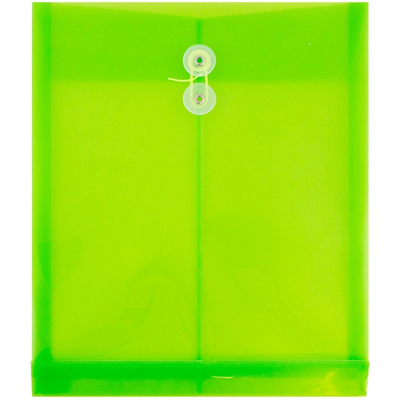 JAM PAPER Plastic Envelopes with Button & String Tie Closure