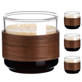 gegewawa Espresso Cups Set of 4 with Ring, 5 OZ High Borosilicate Espresso Shot Glass, Clear Small Expresso Shots Cup, Espresso Accessories