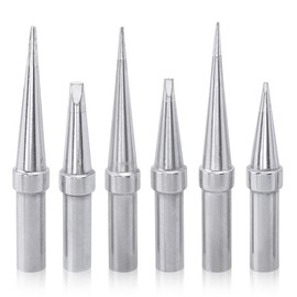 Mesee Set of 6 Soldering Iron Replacement Soldering Tips Set, Copper Soldering Tips, Lead-Free Soldering Iron Kit, Tip Solder Soldering Tips, Low Temperature Soldering Iron Tips for Soldering Station