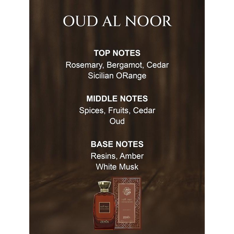 Oud Al Noor by ZENIA 3.4oz (100ml) EDP Perfume Spray