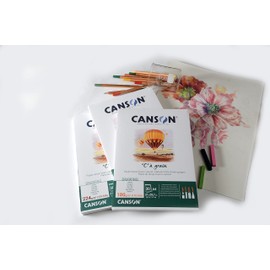 'Canson 400060604 °C A Grain Lightly Grained Drawing Paper 180 g/m², A4 +, 30 Sheets per pad – 210 x 322 – White Spiral on Short Edge