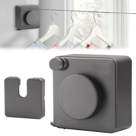 Retractable Washing Line, 15.7ft Retractable Clothes Line Indoor, 44 lbs Maximum Load Capacity, Wall Mounted Clothes Line for Laundry Room (Grey)