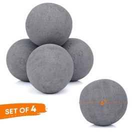 Stanbroil Ceramic Fire Balls - 6" Round Fire Stones for Fire Pit Fire Bowl and Fireplace - Set of 4, Gray