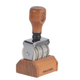 Aramox Sello de Fecha con Rodillo de Madera, Año Ajustable, Día del Mes, Material de Hierro de Madera con Impresión Transparente, Perfecto para Uso en la Oficina, la Escuela y el Hogar