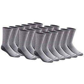 Dickies mens Dri-tech Moisture Control Crew Multipack Socks, Grey (18 Pairs), Shoe Size 6-12 US