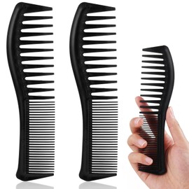 Bewudy Hair Comb, Professional Hairdresser Comb, 2 Pieces Wide Tooth Comb, Styling Hair Combs Hair Comb with Wide and Fine Teeth, Black Barber Hair Styling Curl Comb for Men and Women (Black)