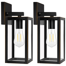 2-Pack Outdoor Lights for House, Waterproof Bronze Exterior Light Fixtures with Clear Glass, Anti-Rust Outside Wall Lanterns Sconces, Front Porch Lights for Garage Doorway, Bulbs Not Included