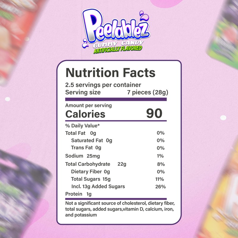 Peelable Grape Gummies Pack of 3 - Resealable 2.46 Oz