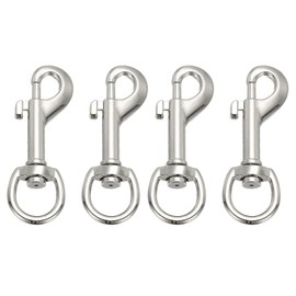 PATIKIL 4Pcs Flag Swivel Snap Clips, 2.7 Inch Heavy Duty Alloy Flag Pole Snaps Hooks Stainless Flagpole Accessories for Rope Hardware Key Chain Leash Leather Craft, Silver Tone