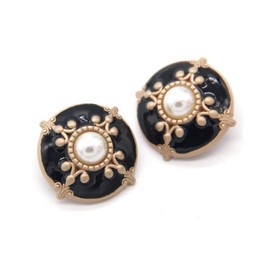 5 PCS Gold Metal Round Pearl Buttons for Clothing Women Coat Garment Buttons for Handmade Sewing Crafts (#5, 25mm)