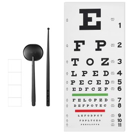 QFGasre Snellen Eye Chart Wall Chart Eye Exam Charts with Fixing Sticker Eyes Occluder and Pointer for Eyes ExamsIdeal Doctor's Office School Home