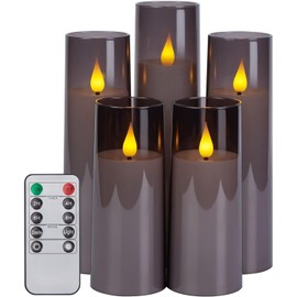 AGPTEK LED Candlelight, Flameless Flicker, Flickering Like Real Flame, Set of 5, Includes Dedicated Remote Control, Timing Setting, Safe, Energy Saving, Indirect Lighting, Brightness Adjustment,