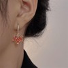Fall Maple Leaf Earrings,Thanksgiving Fall Earrings Hoops Red Rhinestone Maple