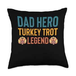 Dad Hero Turkey Trot Running Thanksgiving Throw Pillow