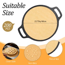 200 Pcs Non-Stick 16 Inch Round Parchment Paper Brown Natural Unbleached Precut Parchment Paper Sheets for Baking, Grilling, Air Fryer and Steaming