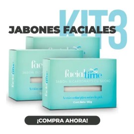 Kit 3 Jabón Bicarbonato 100 G. Hidrata Tu Rostro Facial Time